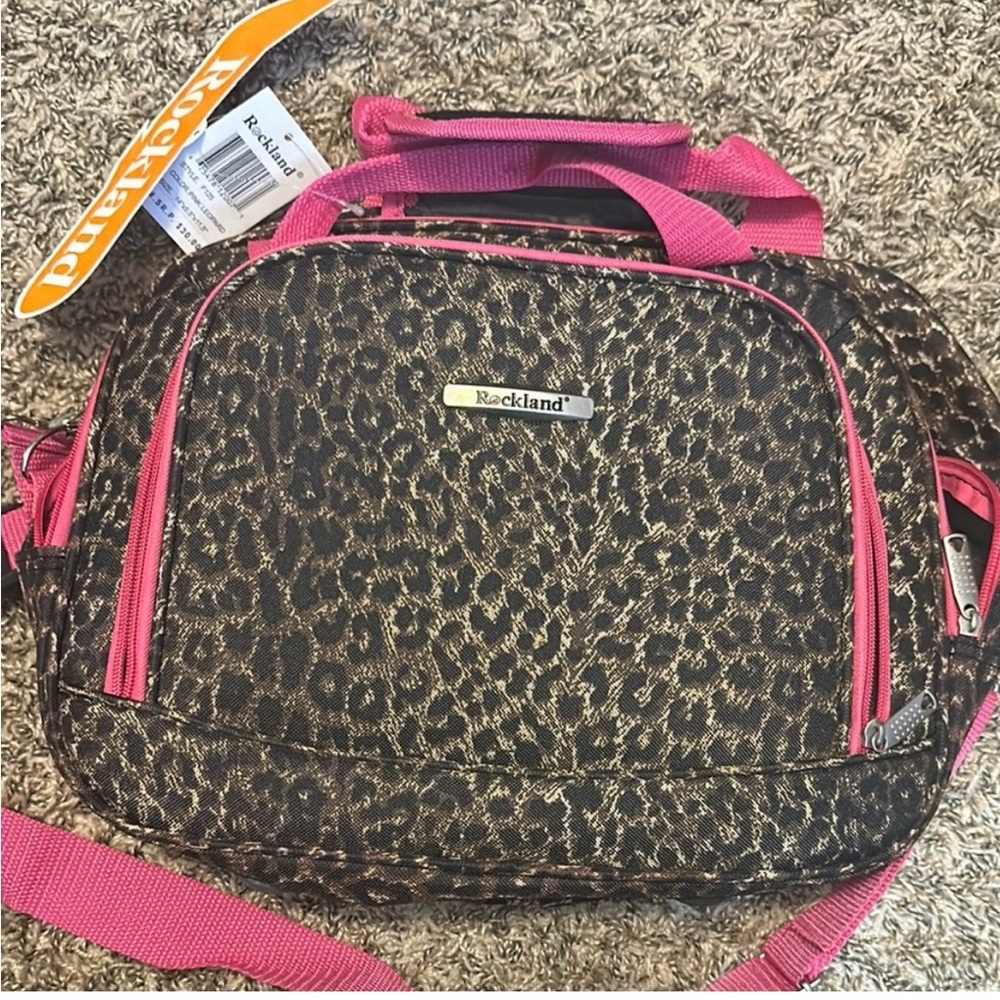 Leopard Print Travel Bag with Pink Accents